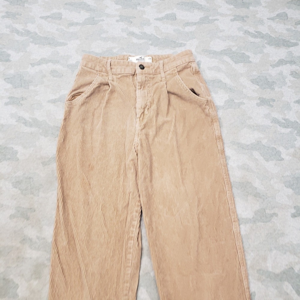 Hollister Corduroy Pants Womens 24 Tan Pleated Pockets